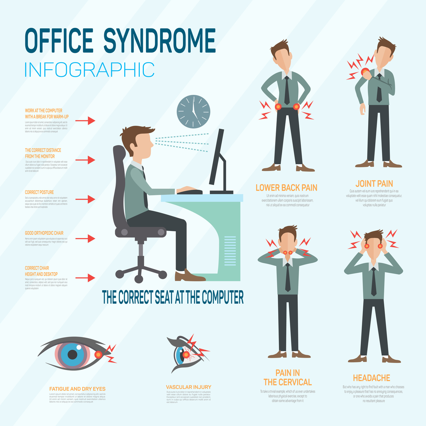 Office exercises at desk diagram for health Vector Image